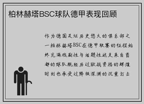柏林赫塔BSC球队德甲表现回顾